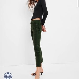 High rise corduroy vintage slim jeans with washwell- emerald green